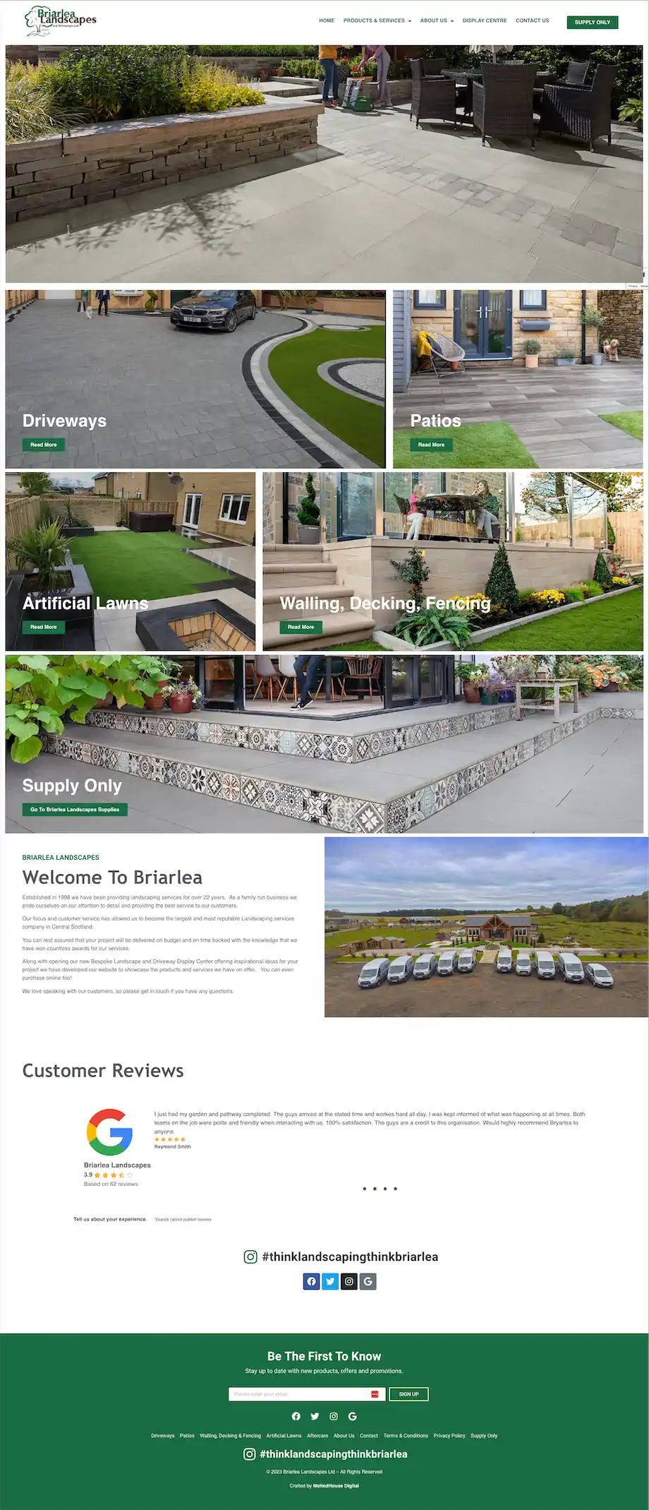 Full-page screenshot of the Briarlea Landscapes website