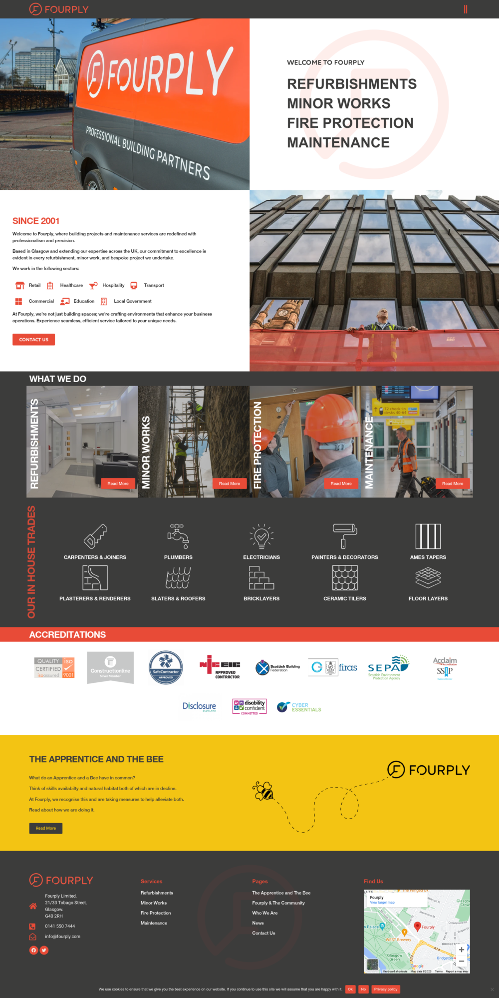 Full-page screenshot of the Fourply website