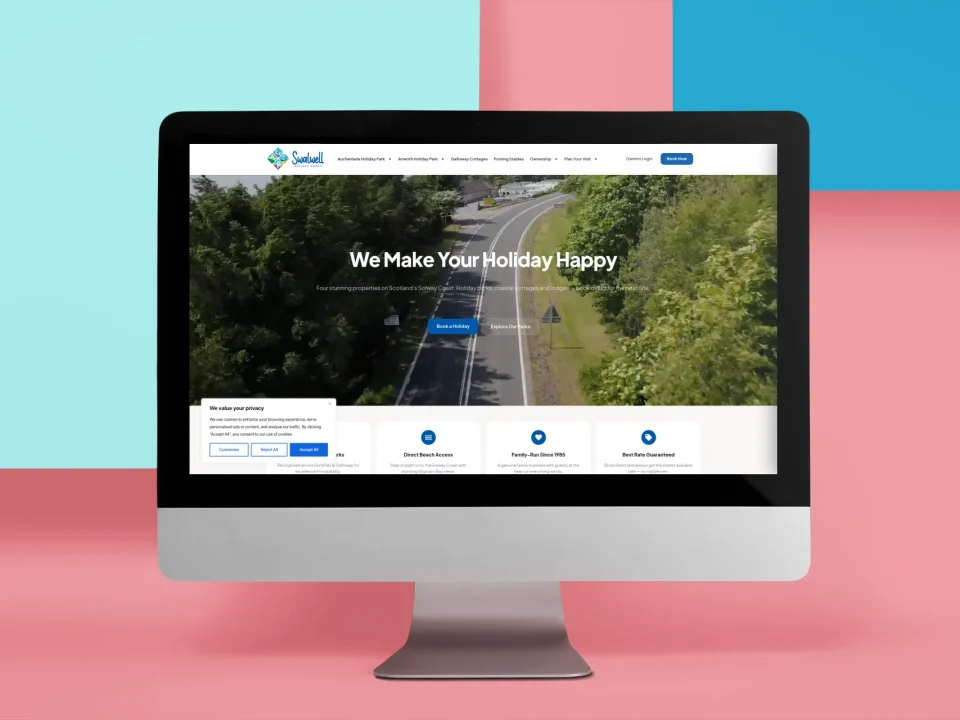 Swalwell Holiday Group website on an iMac