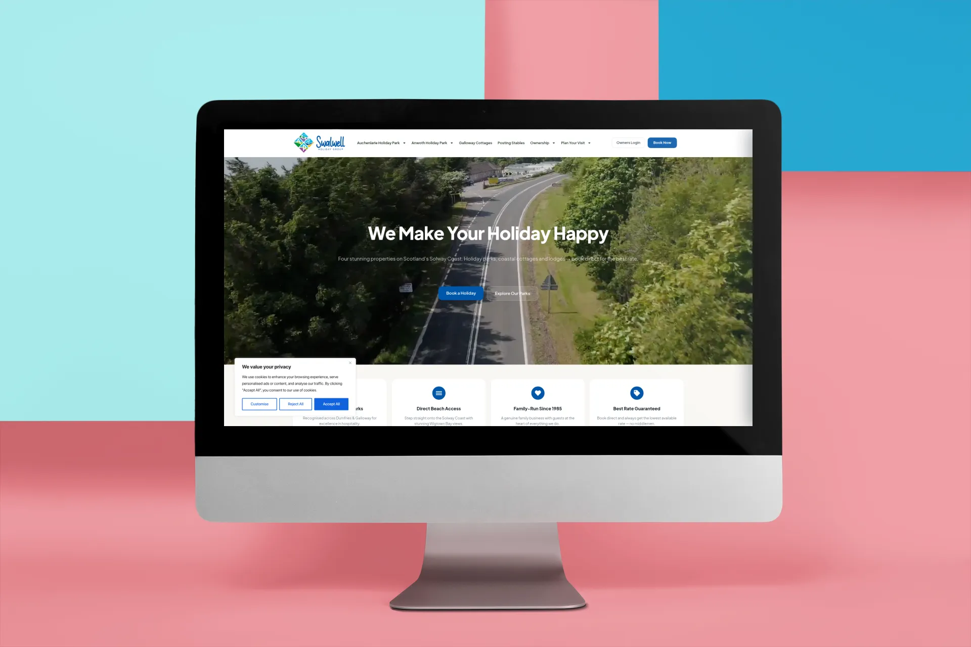 Swalwell Holiday Group website on an iMac