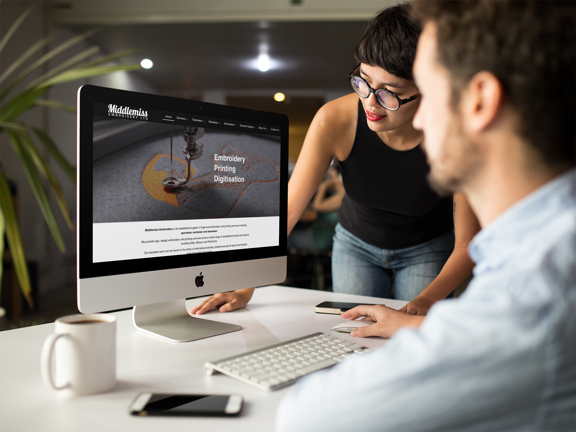 Middlemiss Embroidery website on an iMac