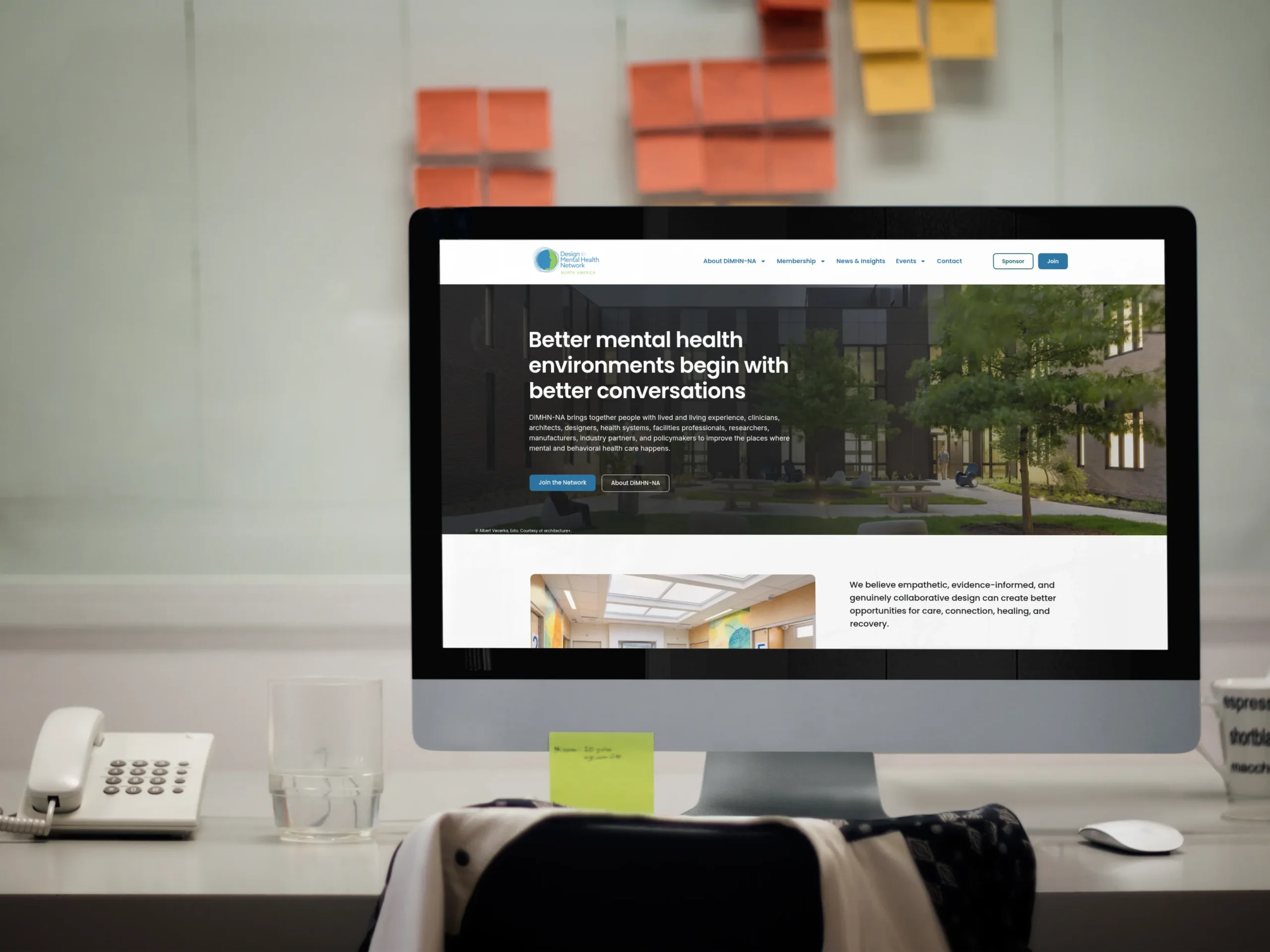 Design in Mental Health Network North America website on an iMac