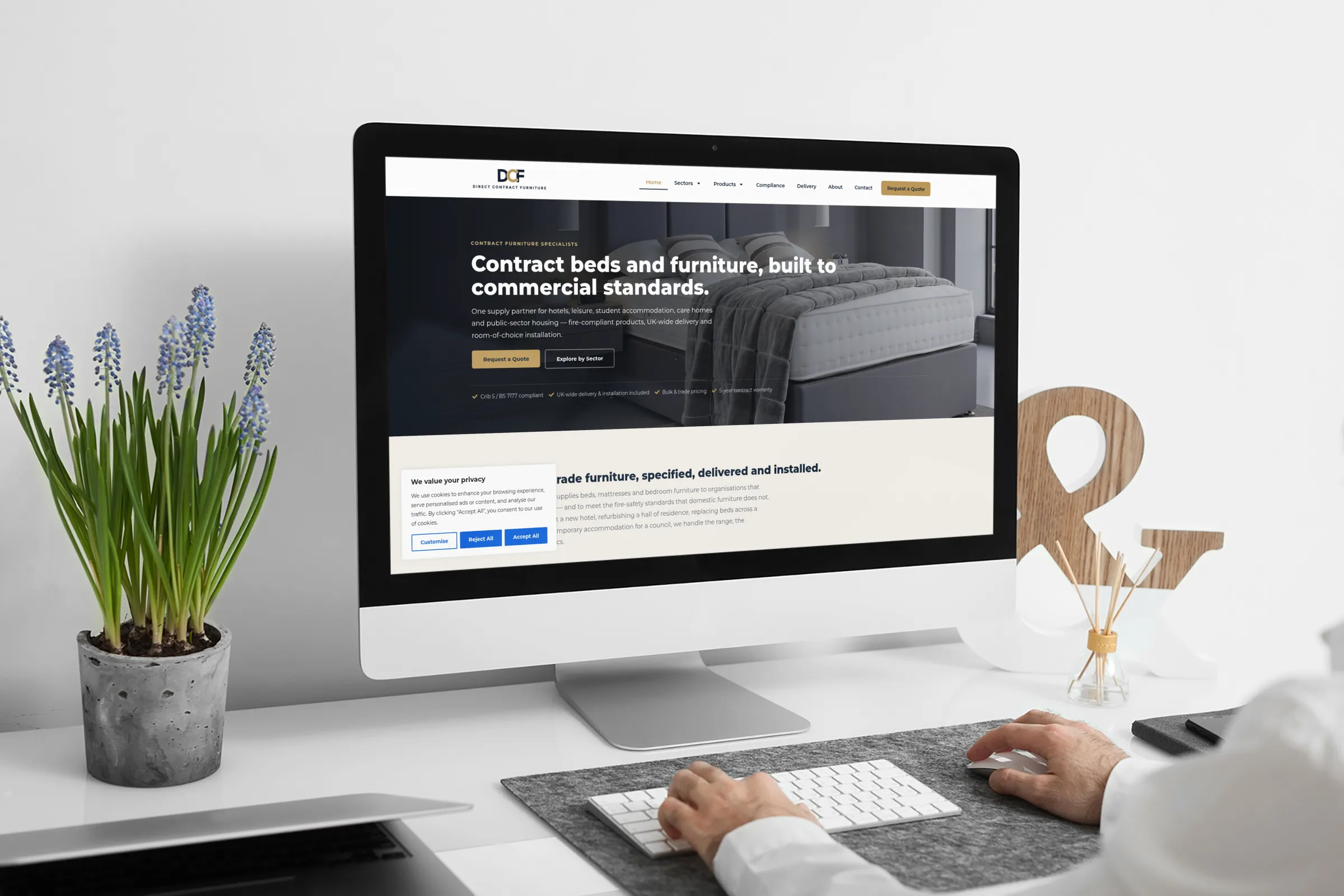 Direct Contract Furniture website on an iMac